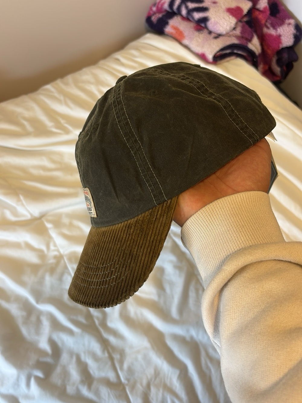 Olive & Brown Corduroy Baseball Cap - Picture 3 of 7